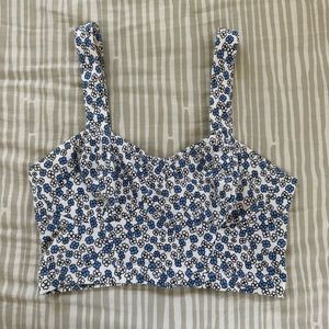 Blue and White Floral Tank Top